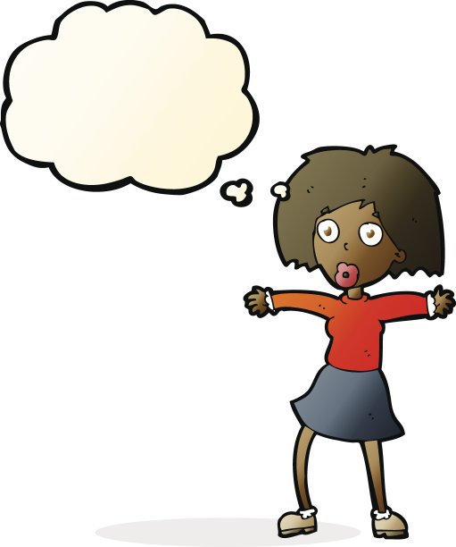 卡通惊奇女人与思想泡泡图片下载