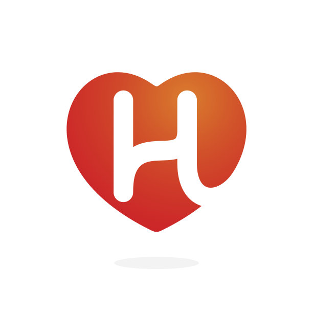 H字母在心里为圣瓦伦丁节设计。图片下载