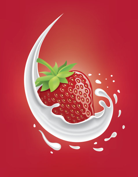 草莓牛奶喷溅图片下载