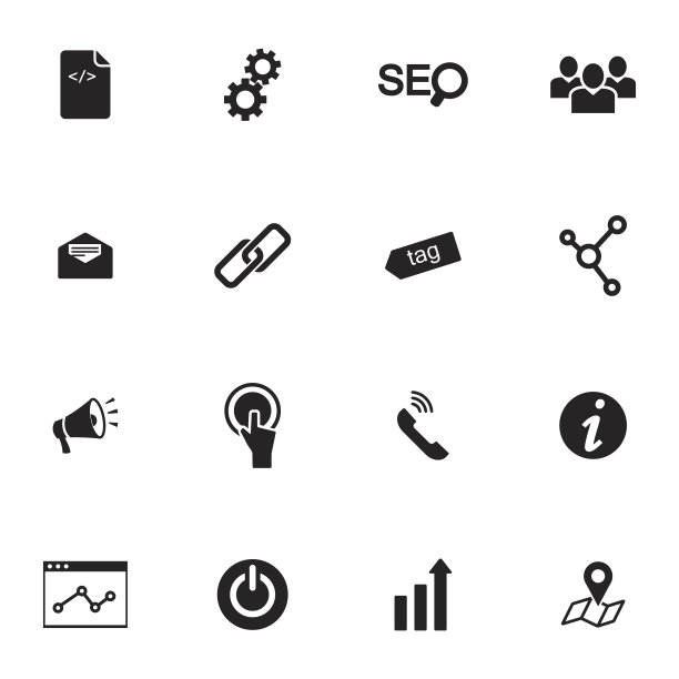 向量黑色seo图标集图片下载