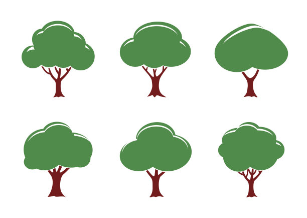 一组颜色树。矢量插图。图片下载