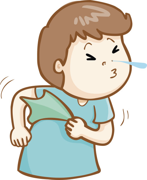 生病的男人打喷嚏卡通向量图片下载