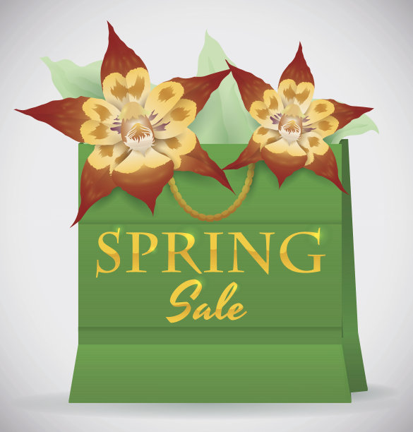 春季绿色兰花购物袋图片下载