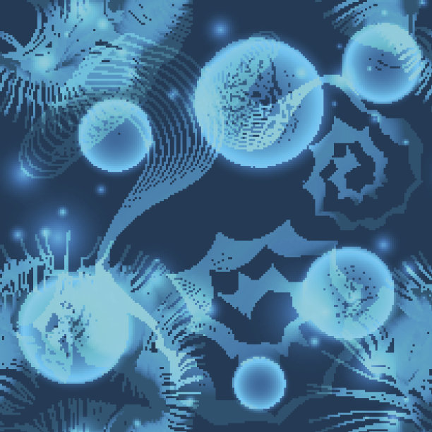 矢量辉光蓝色宇宙抽象无缝模式图片下载