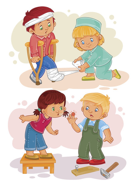 设置偶像小男孩生病和富有同情心的女孩图片下载