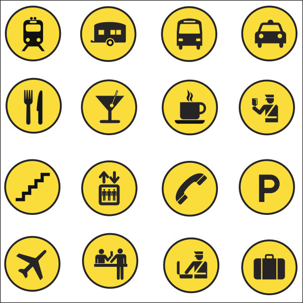 机场/购物中心矢量图标设置插画图片下载