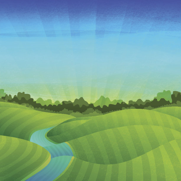 模板横幅设计，海报。有田野，草地的景观。图片下载