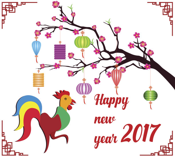 2017鸡年春节快乐图片下载