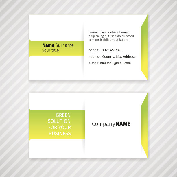 向量现代简单光名片模板在绿色的颜色图片下载
