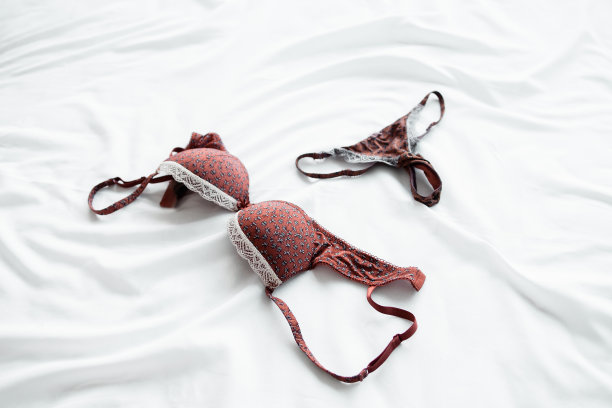 女性内衣设置在白色俯视图图片下载