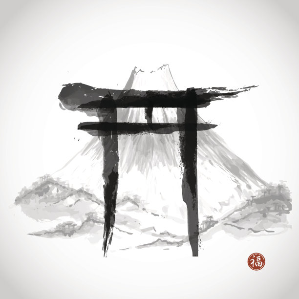 鸟居门和富士山图片下载