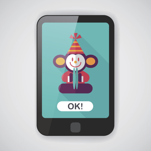 长影子猴子玩具扁平图标，eps10图片下载