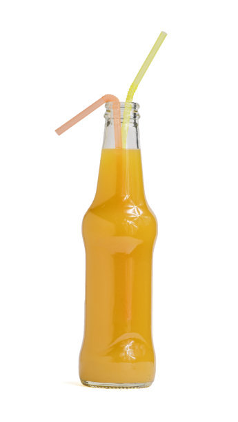 橙汁和两根吸管图片下载