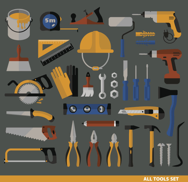 建筑工具图标集。图片下载