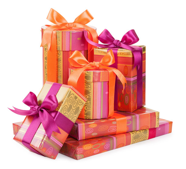 时尚的盒子与礼物孤立在白色图片下载