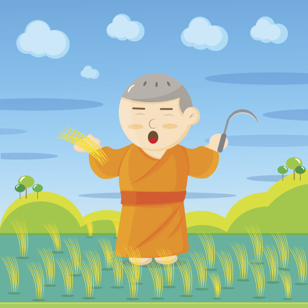 僧侣和水稻图片下载