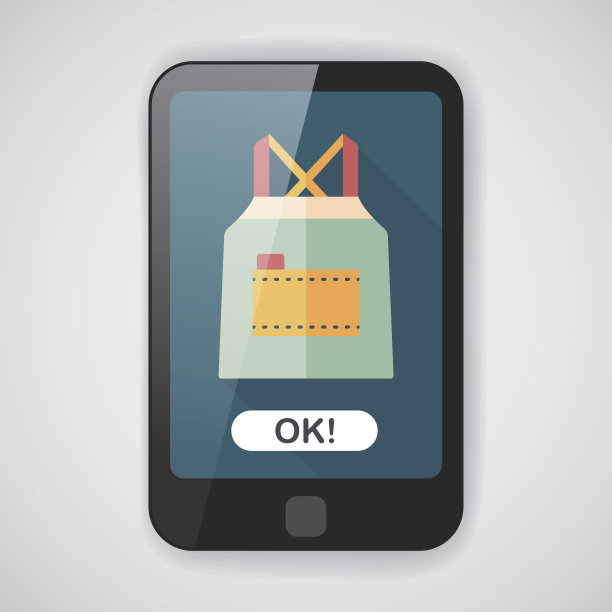 厨具围裙平面图标与长影子，eps10图片下载