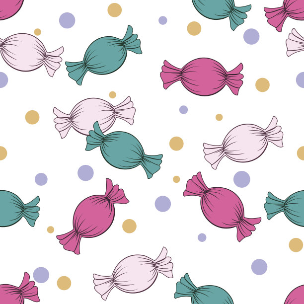 无缝图案与粉色和绿色糖果和五彩纸屑图片下载