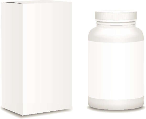空白药瓶与盒子现实孤立在白色背景图片下载