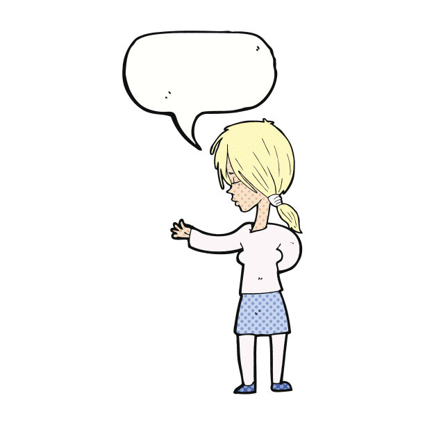 卡通女人用气泡手势图片下载