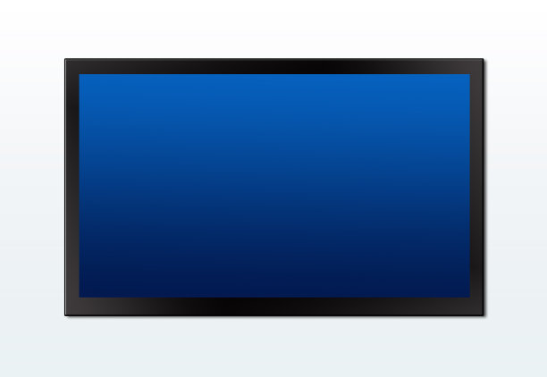 蓝色液晶电视屏幕挂在墙上图片下载