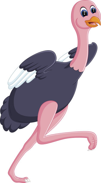 有趣的鸵鸟卡通素材图片