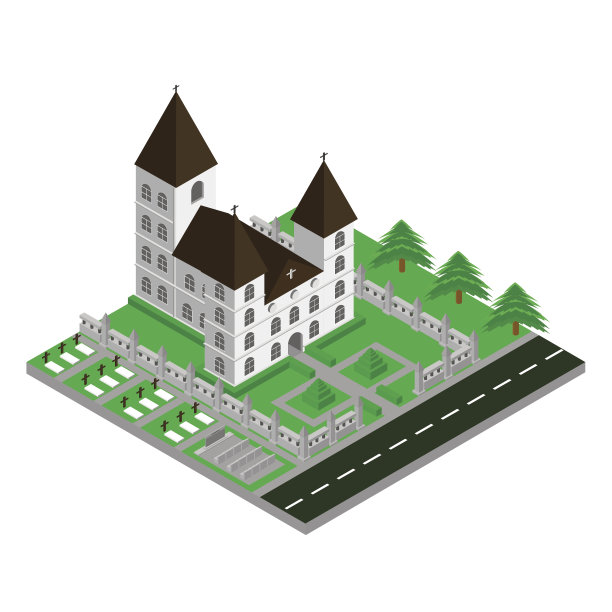 等距教堂向量图片下载