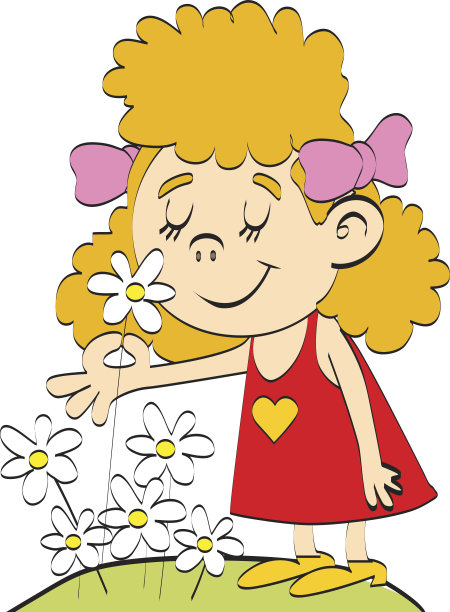 孩子闻花图片下载