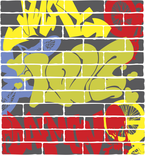 砖墙上的城市涂鸦。矢量插图。图片下载