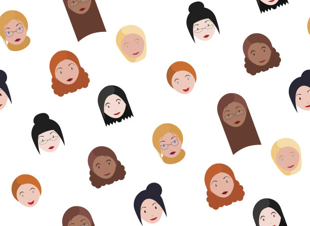 无缝模式与各种女性的面孔图片下载