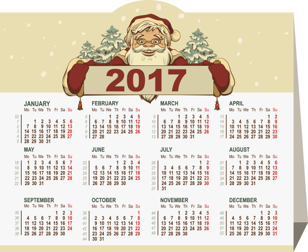 圣诞老人手持2017年日历图片下载