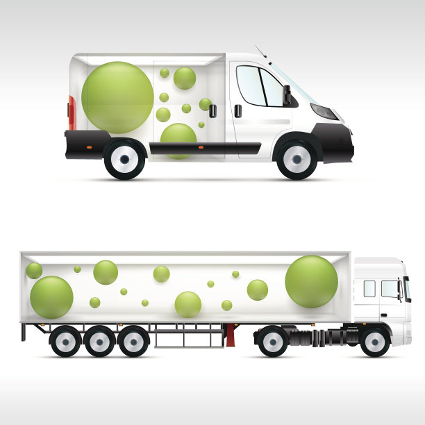 模板车辆的广告，品牌或企业身份。卡车,公共汽车。图片下载