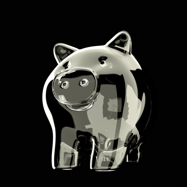 黑色背景上的玻璃存钱罐图片下载