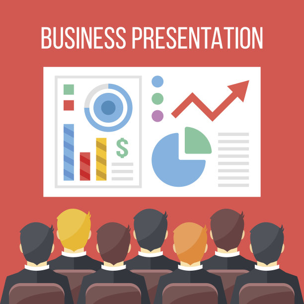 业务演示平面插图。商务会议，商务会议概念图片下载