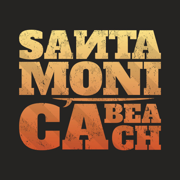 圣塔莫尼卡t恤印花与冲浪板。图片下载