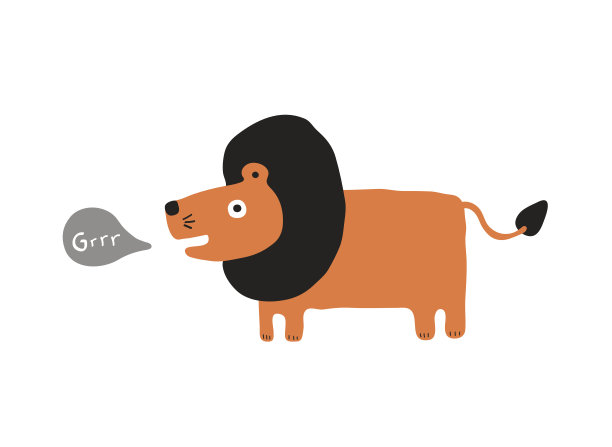 狮子咆哮卡通，矢量插图图片下载