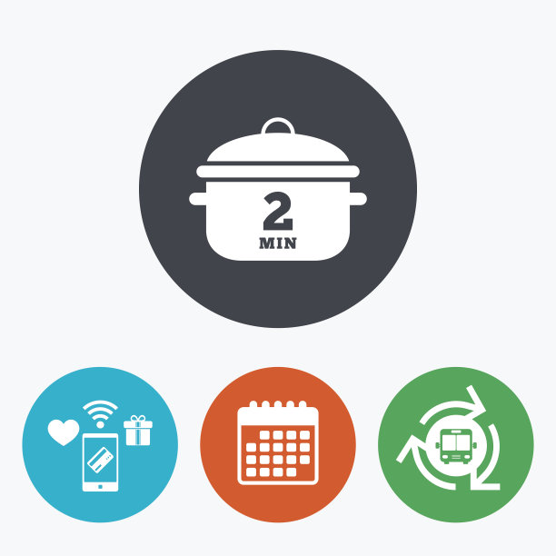 煮2分钟。烹饪锅标志图标。炖的食物图片下载