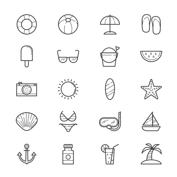 夏季放松和海滩图标系列图片下载