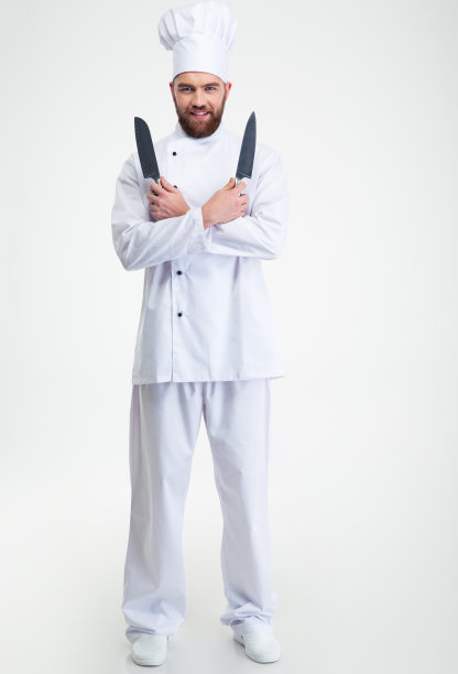 快乐厨师厨师站在两把刀图片下载