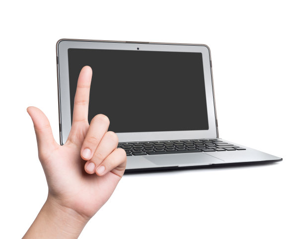 手指着笔记本电脑，创意概念图片下载