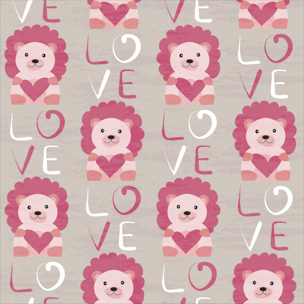 狮子用心无缝图案图片下载