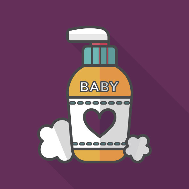 婴儿化妆品与长阴影平面图标，eps10图片下载