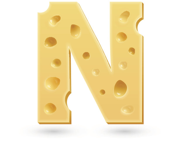 奶酪N的信。符号孤立在白色上。图片下载