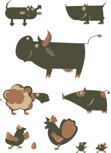 卡通滑稽农场动物图片下载