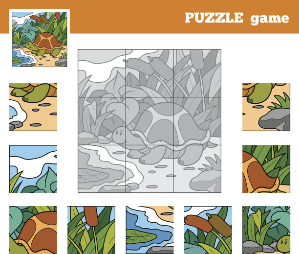 益智游戏儿童与动物(海龟)图片下载