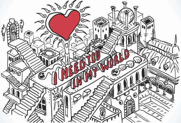 手绘爱情概念图片下载