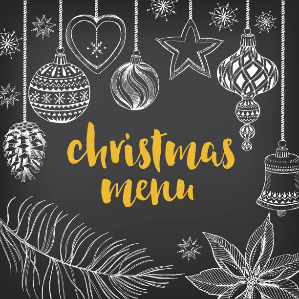圣诞派对邀请餐厅。食物的传单。图片下载