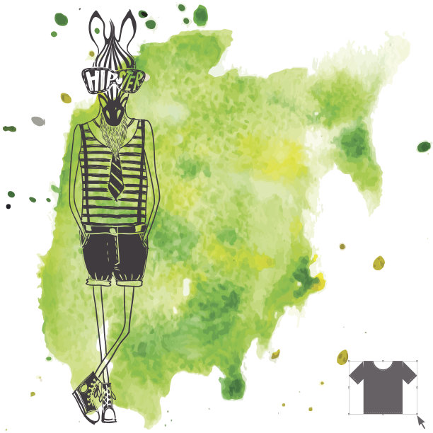 手绘时尚肖像的潮人斑马图片下载