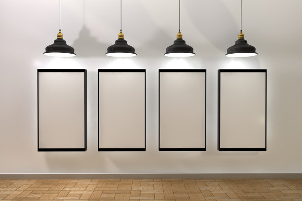 空白框架海报房间天花板灯素材图片