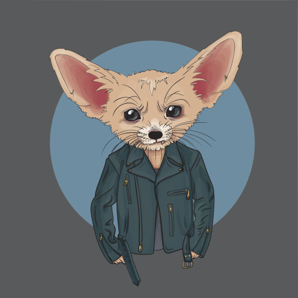 小狐穿着朋克风格的衣服图片下载